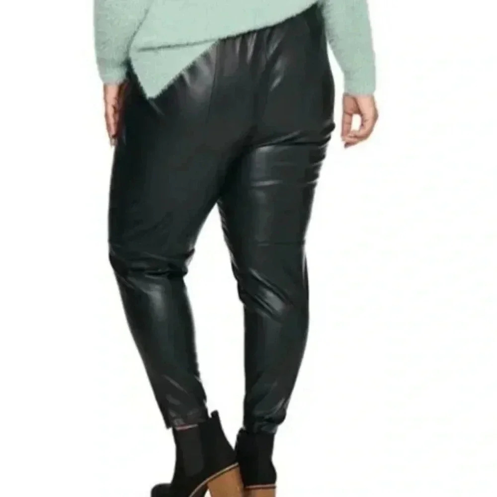 NWT Sonoma Vegan Faux Leather Leggings Plus 4X Black Pants Festival  Elastic